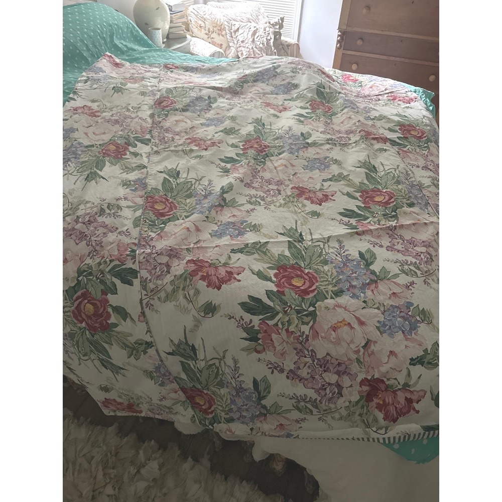 Vintage Cyrus Clark Wisteria Floral Twin  Reversible Duvet Cover Cotton USA Mad